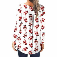 Košulje s dugim rukavima za žene s dugim rukavima za žene ženski povremeni božićni tiskani pulover okrugli
