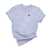 Zodggu Rollback grafički košulje za žene kratki rukav Ljubav Srce Print Fashion Dame Bluze vrhovi Valentines