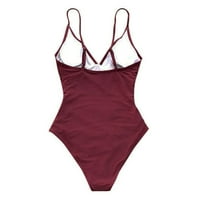 Cuhas Womens kupaće kupaće kostime V-izrez čvrste boje rufflled jednodijelni bikini setovi