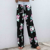 Ylioge cvjetne hlače za žene džepove High struk trendi zimska pantalona izlaska izlaska puna dužina
