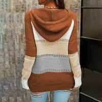Munlar Womens Cardigan džemperi, duksevi za žene čipke up pulover jakne u boji blok Dukseri Duks pad