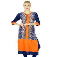 Ženska narančasta Rayon Custom Kurti Kurta Raight rukava vrhunska etnička bluza