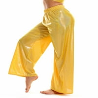 Prednji momens Shiny Wide noga Palazzo Lounge Pant Bootcut Yoga Workout Jogger Pant Casual Comfy Dance