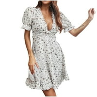 Cotonie Dame Ljetna haljina casual gljiva ivica dubokog i cvjetna haljina velika prodaja m