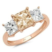 2.62ct Princess Cut Yellow Moissine 18K Gold Gold Anniverment Angažman Kamena prstena veličine 11