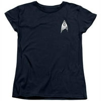 TREVCO CBS2559-WT- Star Trek Discovery & nauke Značice-kratki rukav ženski tee, mornarica - mala