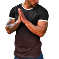 Wozhidaoke majice za muškarce Muške opruge Sports Colorblock Gradijent okrugli vrat Pulover kratkih