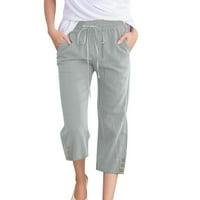 Capri pantalone za žene Strungten hlače za žene Ležerne prilike ljeto Soild Elastic High Squik Pamuk