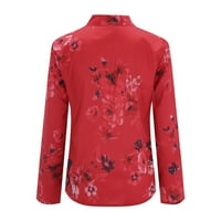 Ženska bluza s dugim rukavima od labave cvijeće pečene modne modne V-izrez labavi elegantni single vintage