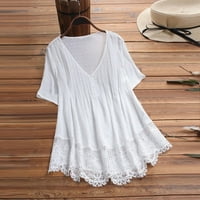 Levmjia Womens Plus size Majica za čišćenje ljetna modna ženska kauzalna V-izrez čvrsta bluza s kratkim rukavima majica majica ljetnih vrhova