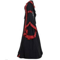 〖Roliyen〗 Maxi haljine za žene s dugim rukavima kvadratni izrez Vintage Celtic Srednjovjekovna podna dužina renesansne gotičke cosplay haljina