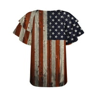 Odeerbi 4th juli Patriotska košulja za žene modna ljetna čvrsta bluza kratki rukav V-izrez casual vrhovi tamnoplave boje