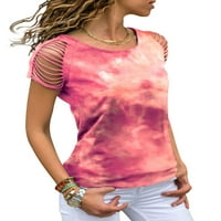 Plus size Baggy Casual bluza Majica za žene Dame Ljeto Kratki rukav Gradient Print Holinic Ležerne prilike