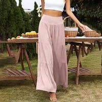 Ženske hlače Prodaja Ženski trendovi Ležerni visoki struk elastični struk čvrste boje rufffle široke