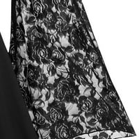 Ljetne haljine za žene čipke Halter A-line Dužina koljena Jednostavna haljina Crna XXL