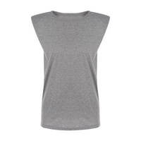 PULORU Ženske podstavljene ramene T-majice bez rukava pulover na otvorenom