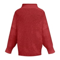 Ženski džemper za jesen od pune boje dugih rukava Labavi top pleteni pulover vino sa labavim džemperi