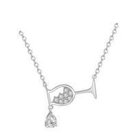 Xinqinghao Creative New Zircon Glass ogrlica koja pokazuje vašu ličnost srebrna b