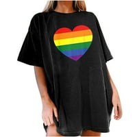 Ženske majice Vintage Drop rukavi Rainbow Ispiši uzorak Ležerne prilike kratkog rukava