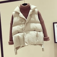 Floleo ženski kaput odobren zimski džep prsluk kratka jakna zimska bez rukava na ovratniku sa sitnim