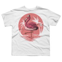 Flamingo ljetne vibrade dječaci bijeli grafički tee - Dizajn ljudi XS