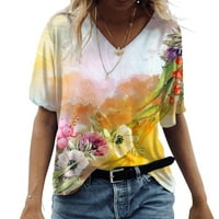 Ženski bluze Ženska modna casual tiskana majica s kratkim rukavima TOP Yellow M