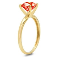 1.5ct okrugli rez Crveni simulirani dijamant 18k žuti zlatni graviranje Izjava godišnjica Angažovanje