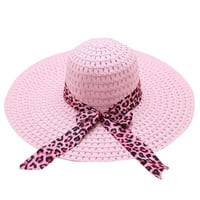 Chaolei Žene Leopard Print Big slamna šešir Široka šešira