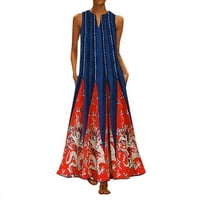 Tunika Haljina za žene Vintage Bohemian Plus size Ispis Ležerne haljine bez rukava V izrez Daily Maxi