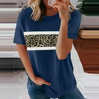 Majice za žene Casual Fashion Splice pulover kratkih rukava šivanje okruglih vrata pulr tanka majica