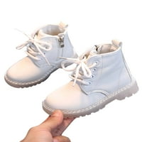 Tenmi Girls Sonwer Boots School Casual Comfort Zimske borbene kratke čizme Mali sa bočnim zip bijelim
