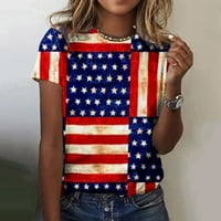 4. jula Američka patriotska majica za žene, modni kratki rukav grafički majica za žene Žene Nezavisnosti Dan majica