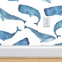 Swatch obloge i palice - plavi kitovi Bijeli votlonski akvarel Ocean Nautički morski lisički vrtić prilagođen