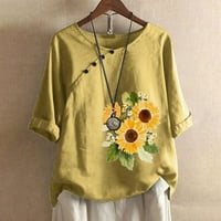 Posteljine za žene Loop Fit FIT TOP BLUSES Redovne fit T majice Pulover Tees The Sunflower Ispiši T-majice