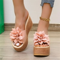 Sandale žene Moda ljetna klina debela potplata Super visoka peta cvjetna sandale za žene ružičaste veličine