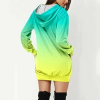 Kali_store zip up dukseve ženske kapuljače pulo boje bluza s dugim rukavima, pulover casual labav duks sa džepnim zelenim, l
