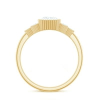 Cushion Cut Moissite Solitaire zaručni prsten sa bočnim kamenjem, 14k žuto zlato, US 3,50