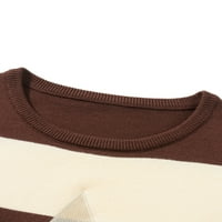GENUISKIDS Žene Vintage džemper Trendy pleteni puloveri vrhovi prugasta zvezda Applique Crew izrez dugih