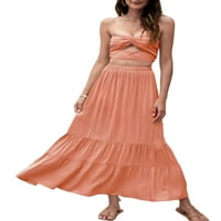 Neilla ženske duge suknje ljuljačke suknje visoki struk dame boho ruffle ružičasti xl