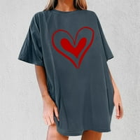 Valentinene majice za žene grafičke tee Y2K Hearts Print s kratkim rukavima na morskim rukavima XXL