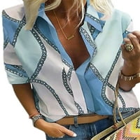 Voguele ženske majice pulover vrhove lanac za ispis bluza plaža Tunika majica Laose Blue XL