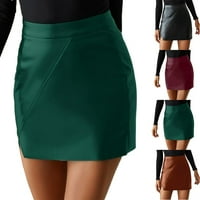 Ženska suknja od kože u obliku struka Bodycon mini suknje Skraćene suknje za zabavu