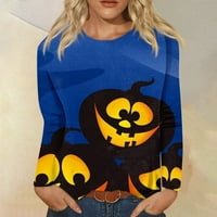 Vruća prodaja Halloween Bluze za žene, ženska modna casual okruglica s dugim rukavima Halloween tiskana