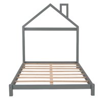 Dočioner pune veličine Drvna platforma krevet sa uzglavljem u obliku kuće