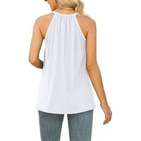 Bikoasu ženske vrhove ženske modne čipke Pleted majica bez rukava, bijela, xl