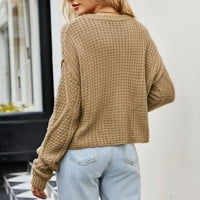 Vremenski džemperi za žene Čvrsto kolor okrugli vrat tijesto uvijaju vrpcu pletene guste pulover igle,