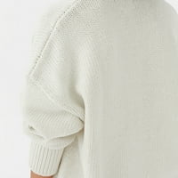 Cardigan za žene Trendy Crop moda Solidna boja Srednja dužina dugih rukava V-izrez Pleteni džemper džepni