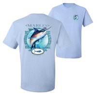 Divlji Bobby, plava Marlin Riba ribolov prednji i leđa muška grafička majica, svijetloplava, srednja