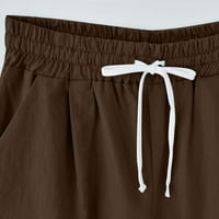 Pamučne posteljine polovine hlače za žene čišćenje ljetona prodaja visoke elastične struine pantalone