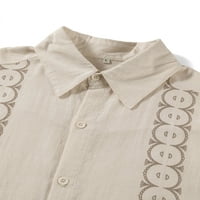 LICUPIEE muškarci pamučne majice Ljetni rever gumbi tiskana košulja s dugim rukavima na dugih rukava